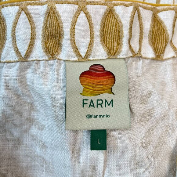 NWOT Farm Rio Midi Skirt Off-White/Beige Lace Nature Wavy Hem Linen Size L - Picture 8 of 12